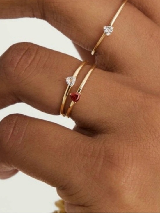 Mejuri Jewelry - Mejuri Gold Ring Set with Red Garnet and White Topaz size 9